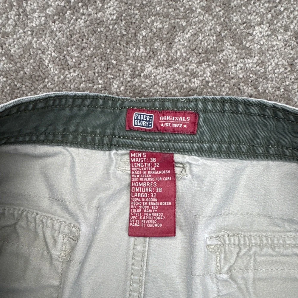Vintage Y2K Faded Glory Baggy Beige Tan Cargo‎ Pants 38x32 (Fits 36x29)